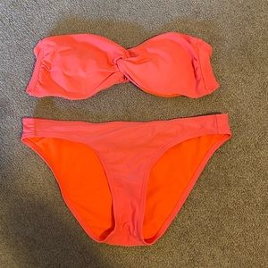 Neon pink two-piece bikini. New
